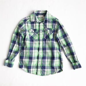 Nevada navy/green/white plaid button down EUC 8Y